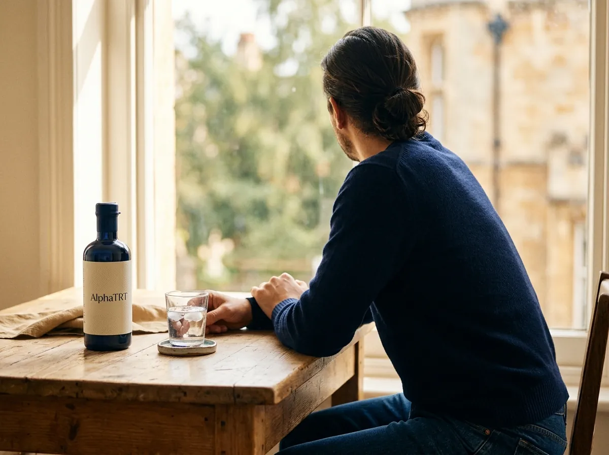 Persoon neemt voedingssupplement bij maaltijd - anonieme lifestyle scène